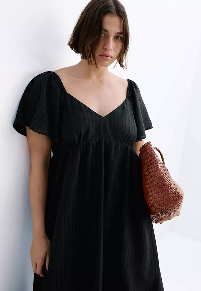 Textured Dress With Gathered Detail