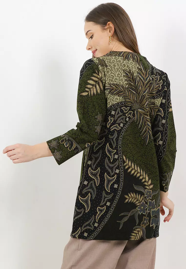 BATIK TALENTA EXCLUSIVE batik wanita blous BUNGGA HIJAU 02