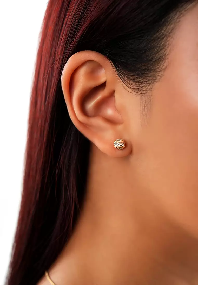 Racket & Ball Duo Stud Earrings in Vermeil Yellow Gold D/E-VVS/VS (0.37ct TDW)