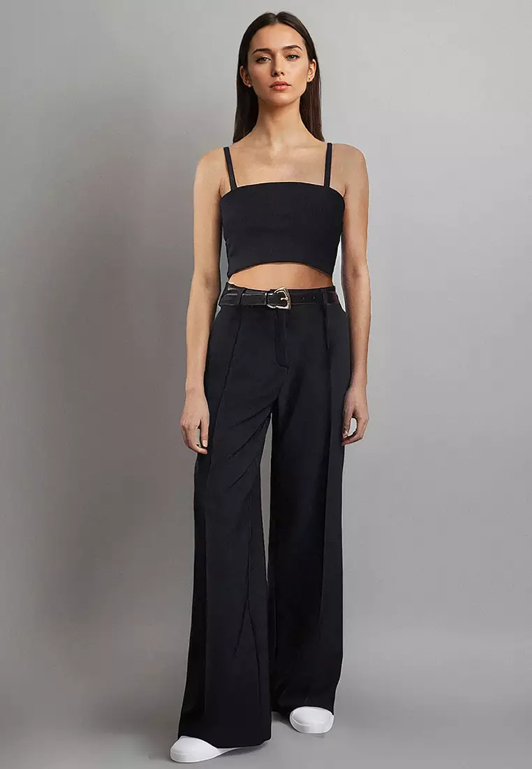 Pleated Wide Leg Trousers
