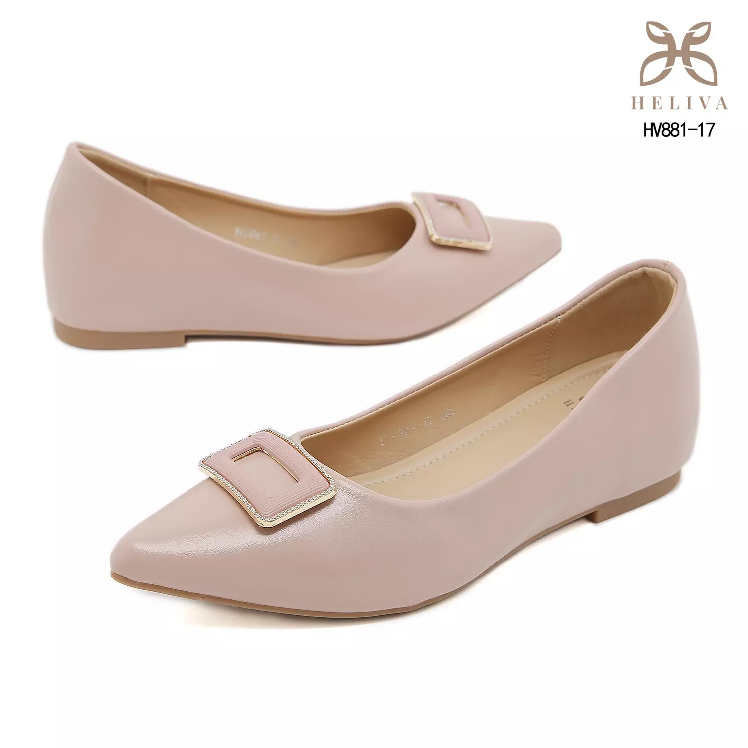 Heliva Loretta Semi Glossy Flats with Sparkling Buckle & Feminine Pointed Toe HV88117
