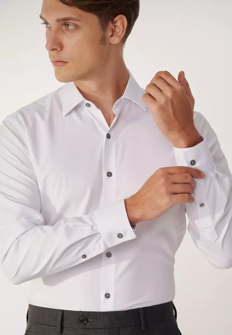 White Textured Classic Shirt