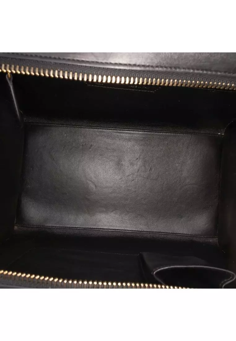 Pre-Loved Celine Mini Tricolor Felt Wool And Calfskin Luggage Tote