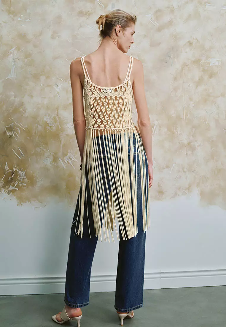 UR秋季新款女装度假波西米亚风流苏无袖针织衫UWH940070