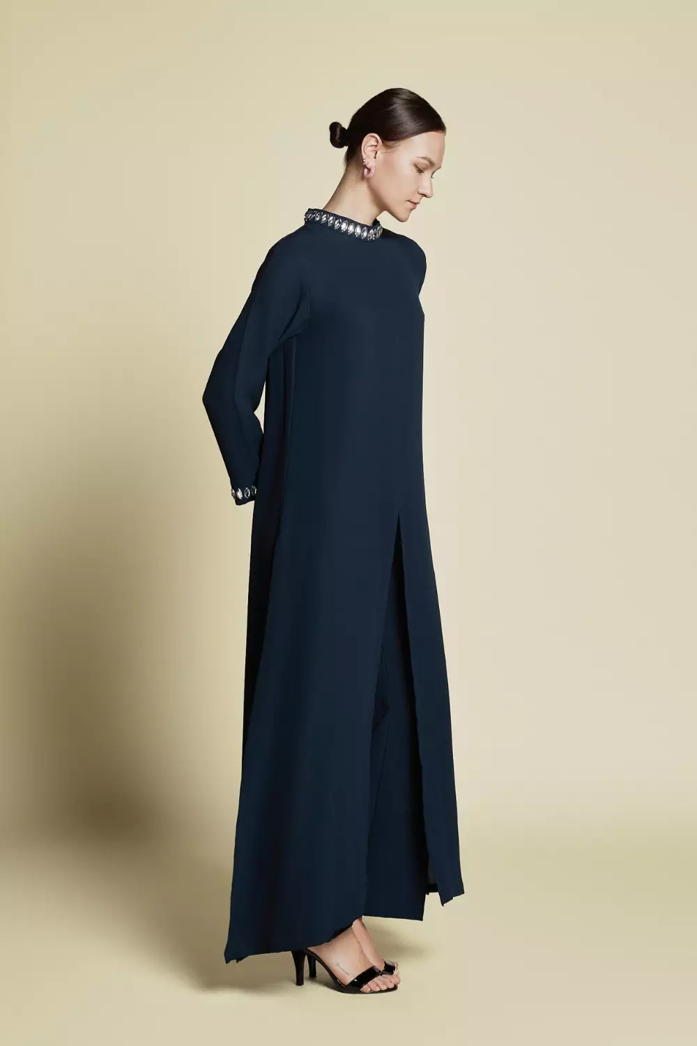 Demure Signature - Midi Coat Set in Frusan Silk Forest Green - SET