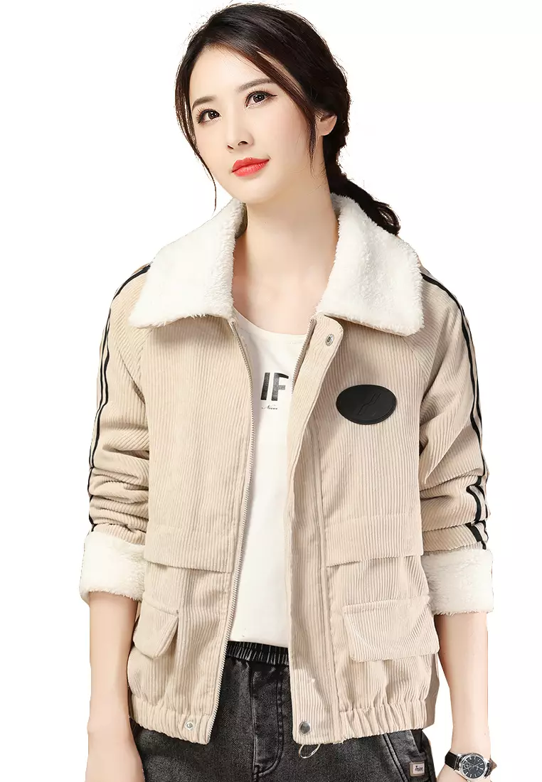 Corduroy jacket with hot sale fur collar