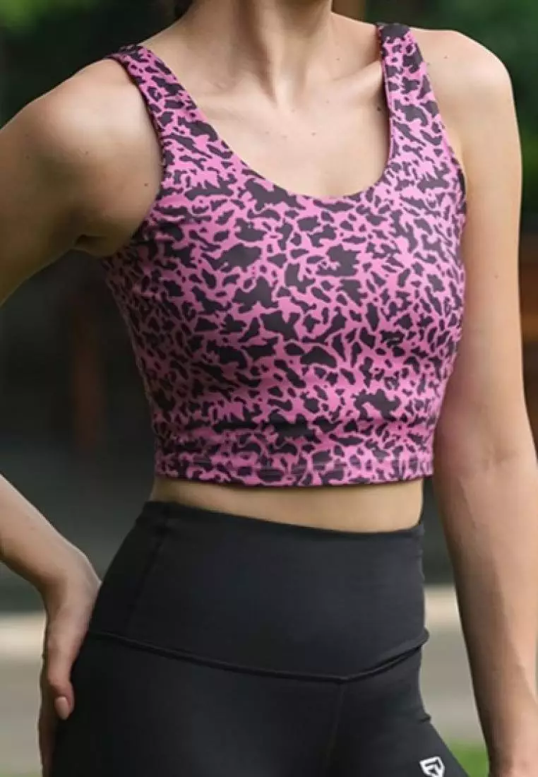 Fitwear - SportBra Croptop Olahraga Wanita EVELYNE [2IN1 PLAIN] - PINK GIRAFFE