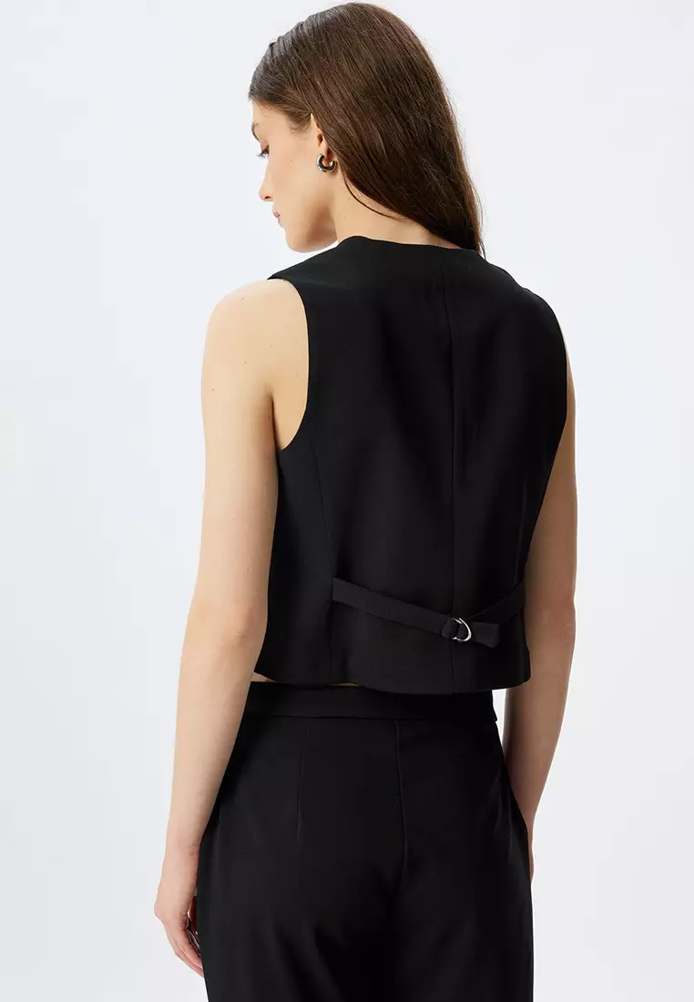 Blazer Jacket Buttoned V Neck Slim Fit Crepe Scuba Fabric