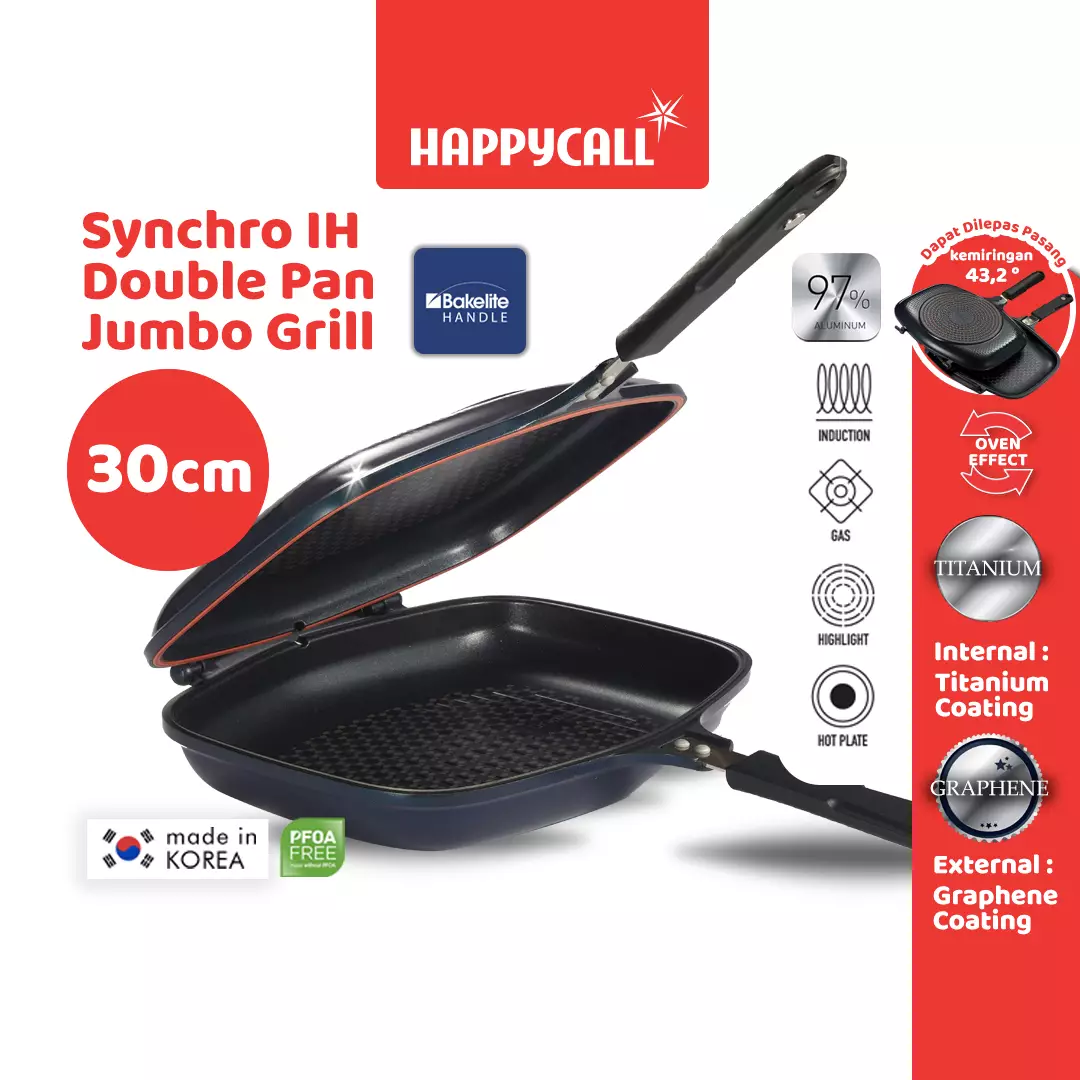 Happycall Double Pan 2.0 (Detachable) Jumbo Grill - Pink