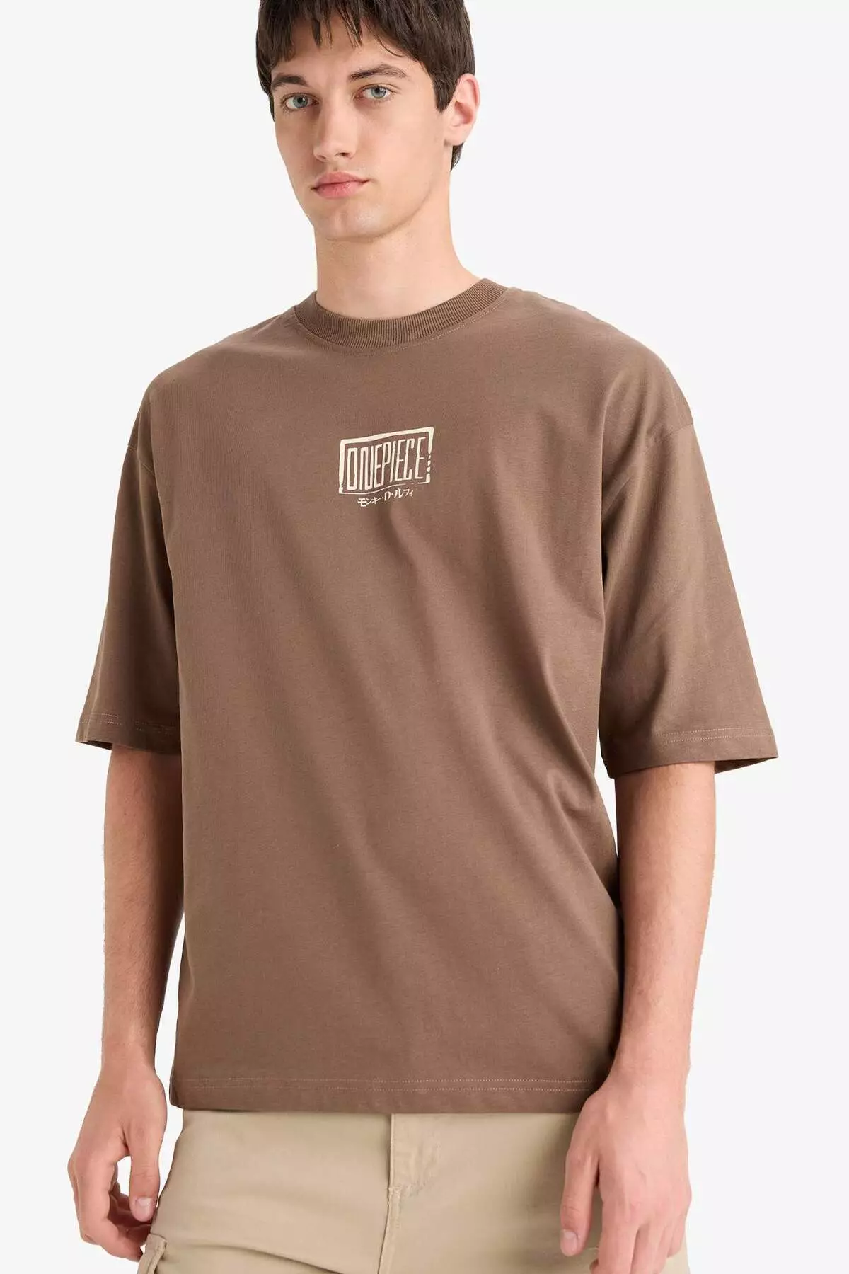 100% Cotton One Piece Loose Fit Crew Neck Back Printed Short Sleeve T-Shirt E0713Ax25Sm