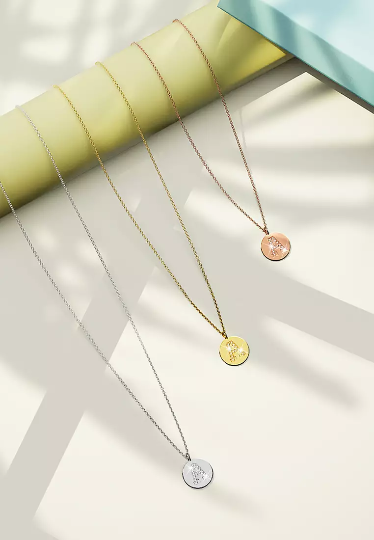 Solid 925 Sterling Silver Initial Alphabet Personalised Disc Necklace- A