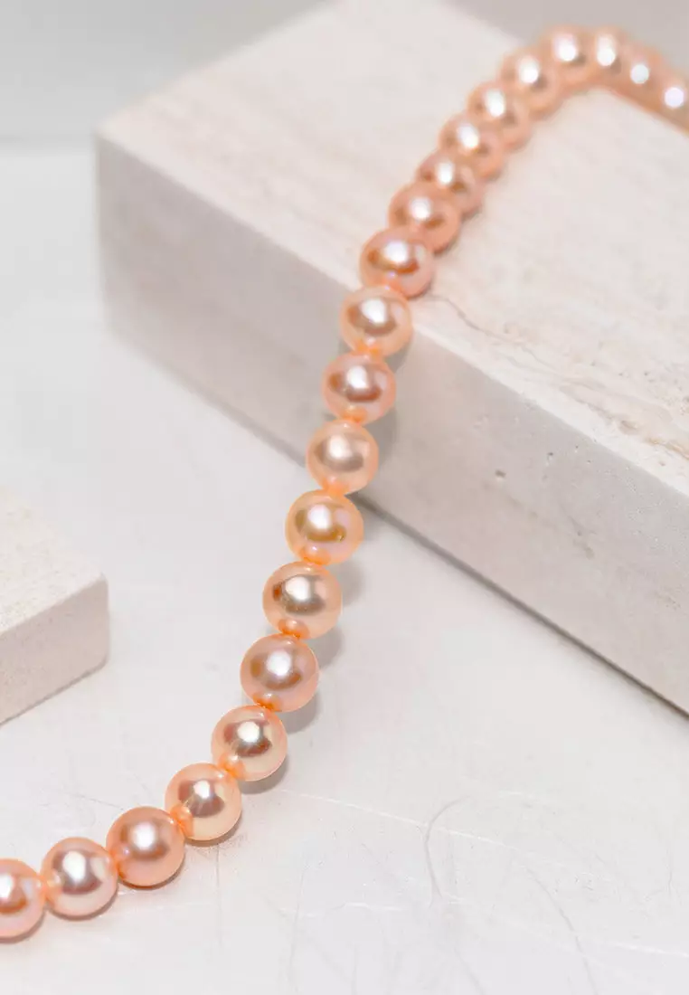 Freshwater pink on sale pearl necklace