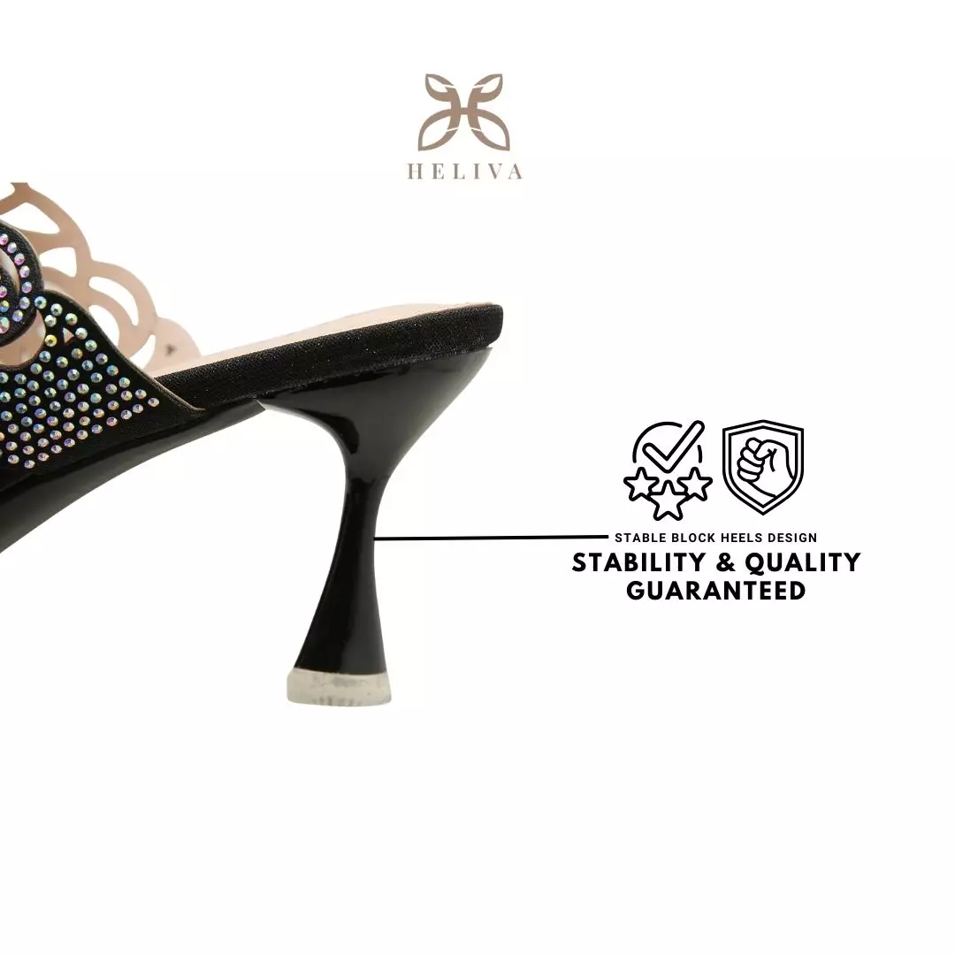 Heliva Lucia Women Heels Satin Glitter Sling Jewel Accessories