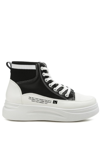 London Rag black and white Elasticated Ankle Vintage Sneakers in Black and White F6422SHBCCF9AFGS_1