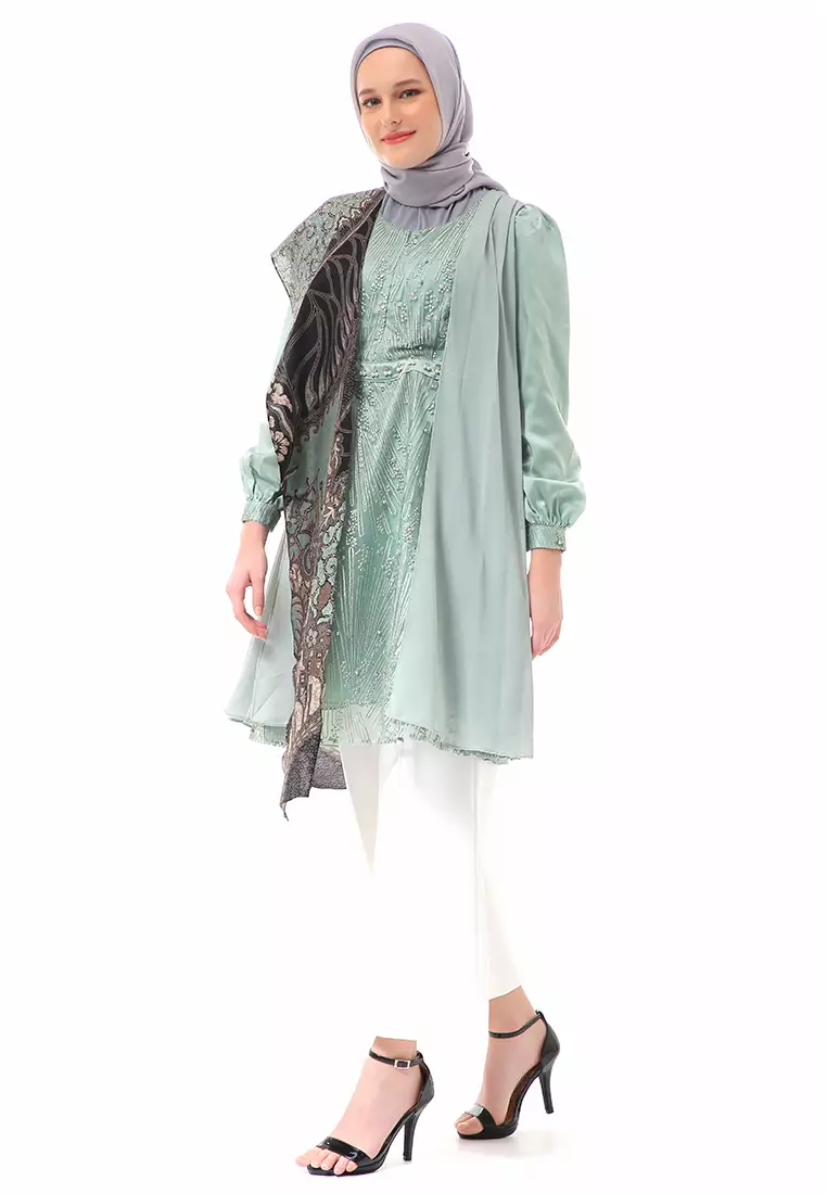 Olivia Long Sleeve Batik Tunik Couple Atasan Wanita Regular fit - Sage Green
