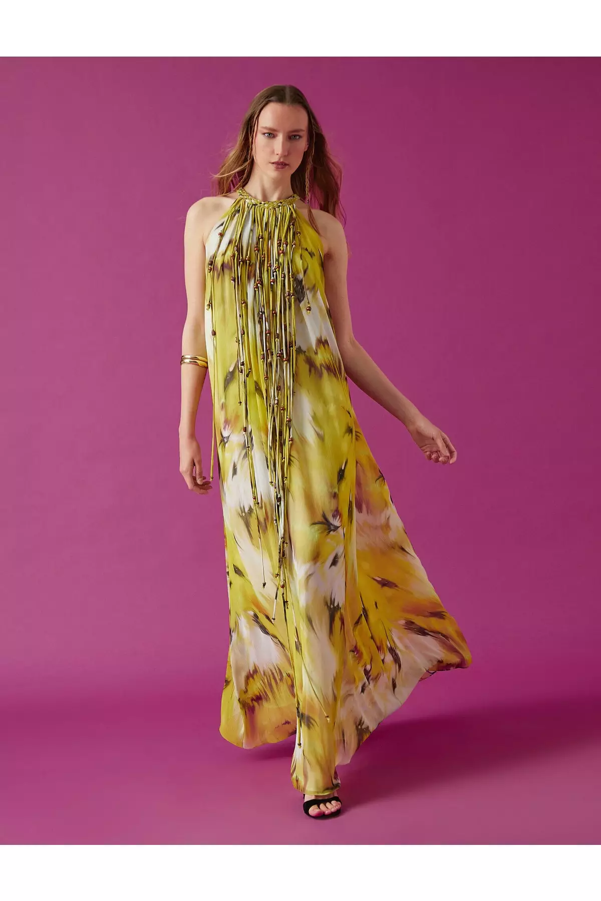 Yellow hotsell tassel dress