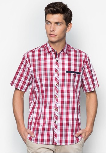 格紋修身短袖襯衫, 服esprit台灣官網飾, 服飾