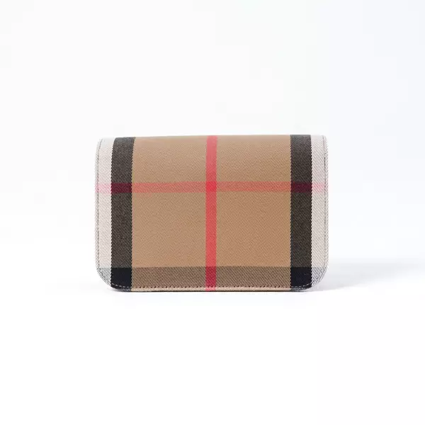 Tas BURBERRY CHECK BEIGE CAMEL LEATHER FLAP SHOULDER BAG 100% ORIGINAL