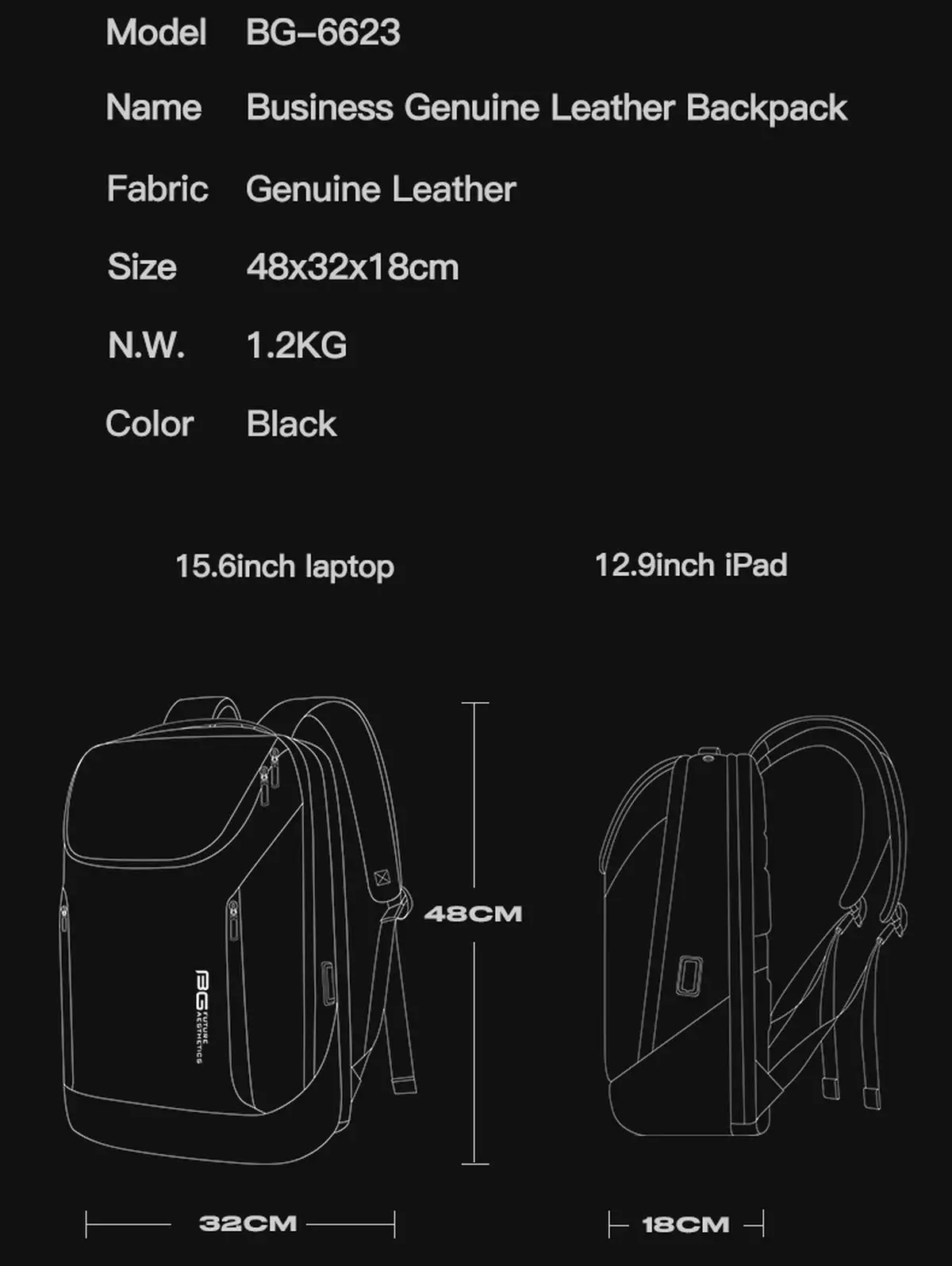 Bange BG6623 Tas Laptop Backpack Kulit Sapi Asli 15.6 Inch