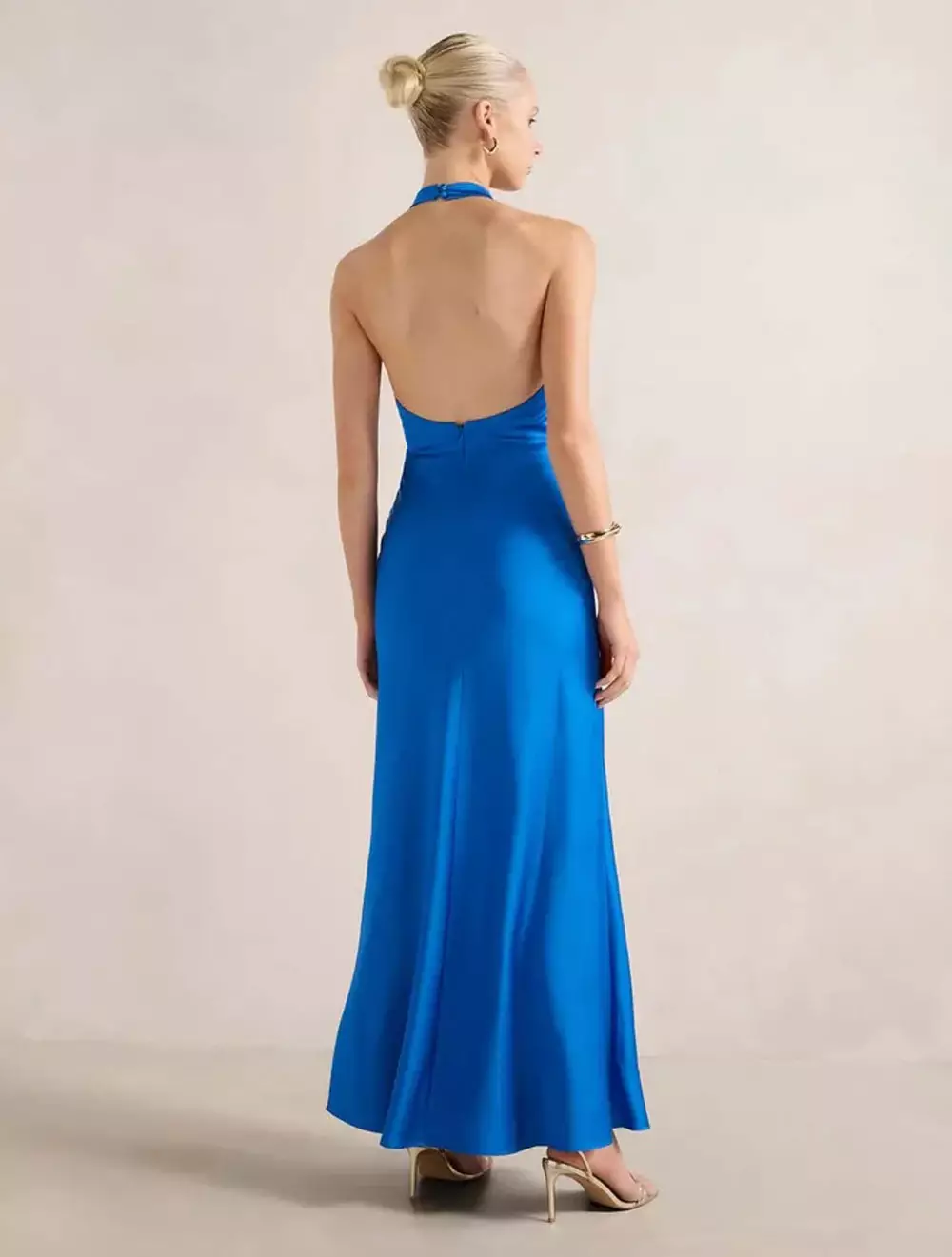 Becca Cowl Halter Satin Gown