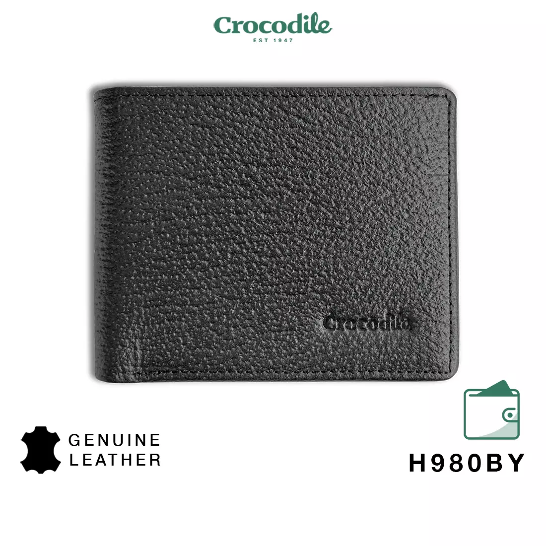 Crocodile H980BY Dompet Bi-fold Wallet Leather Kulit - Black