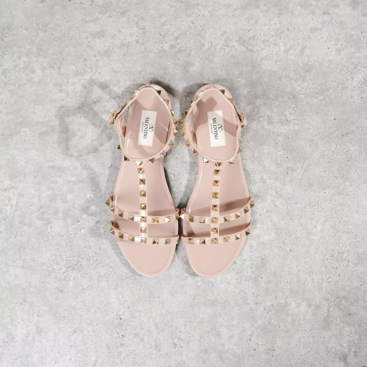 Sandal VALENTINO ROCKSTUD STRAP ANKLE JELLY NUDE 100% ORIGINAL