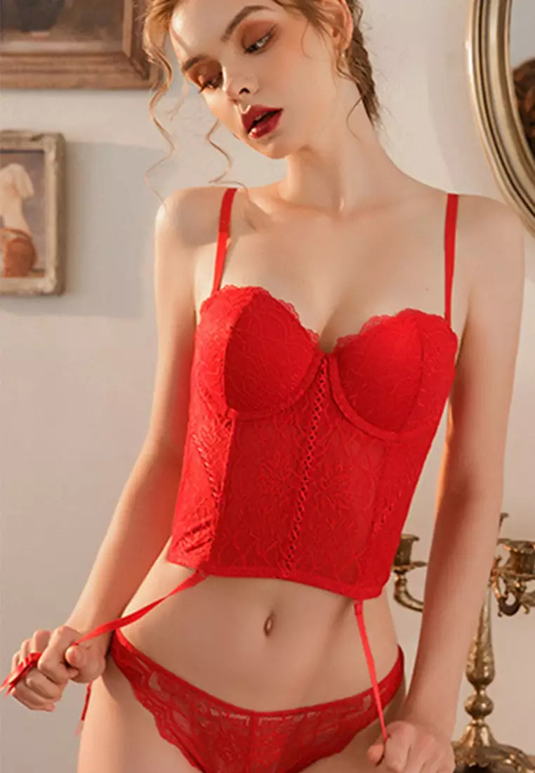 New Lace Lingerie Croset Underwear Bra Set A010942RD