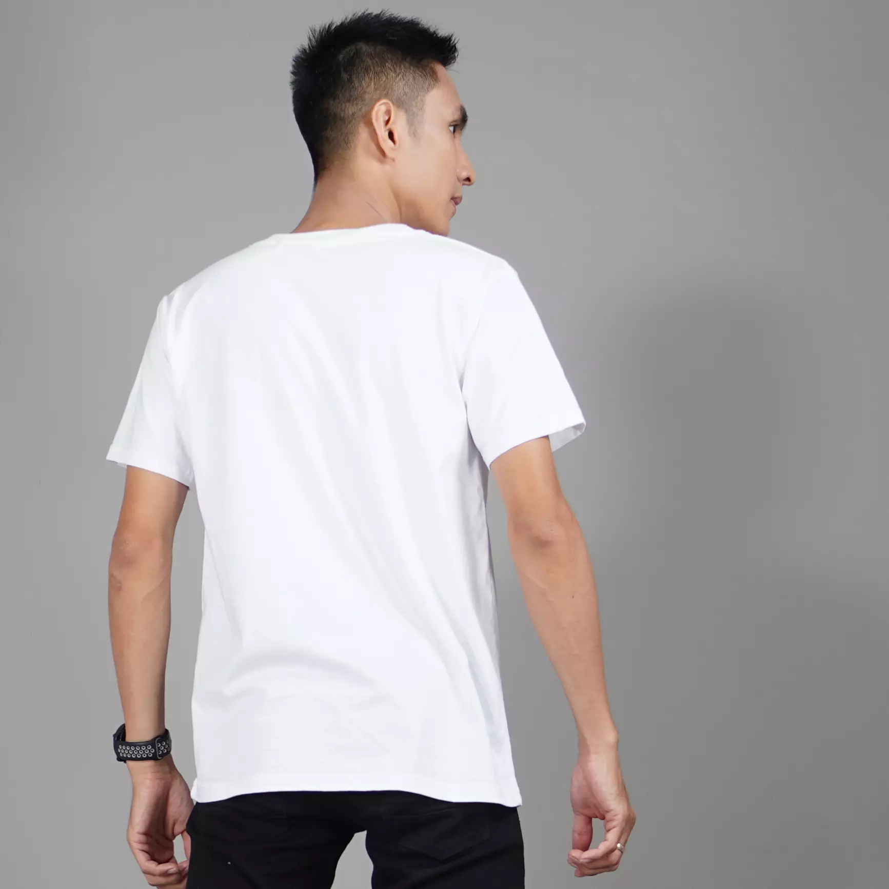  Kaos Polos Putih Kaos Putih Polos Pria Lengan Pendek Katun - Putih