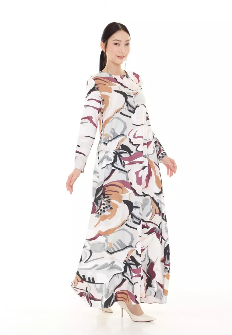Felicia Printed Dress in Purple White