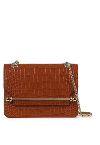 Strathberry brown EAST/WEST MINI CROSSBODY - EMBOSSED CROC TAN 45818ACFDC4ED8GS_1