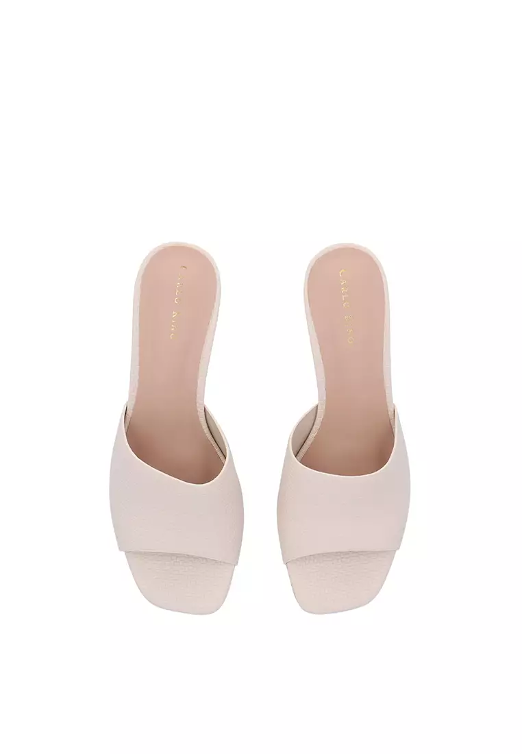 Beige Eona Spool-Heeled Sandals