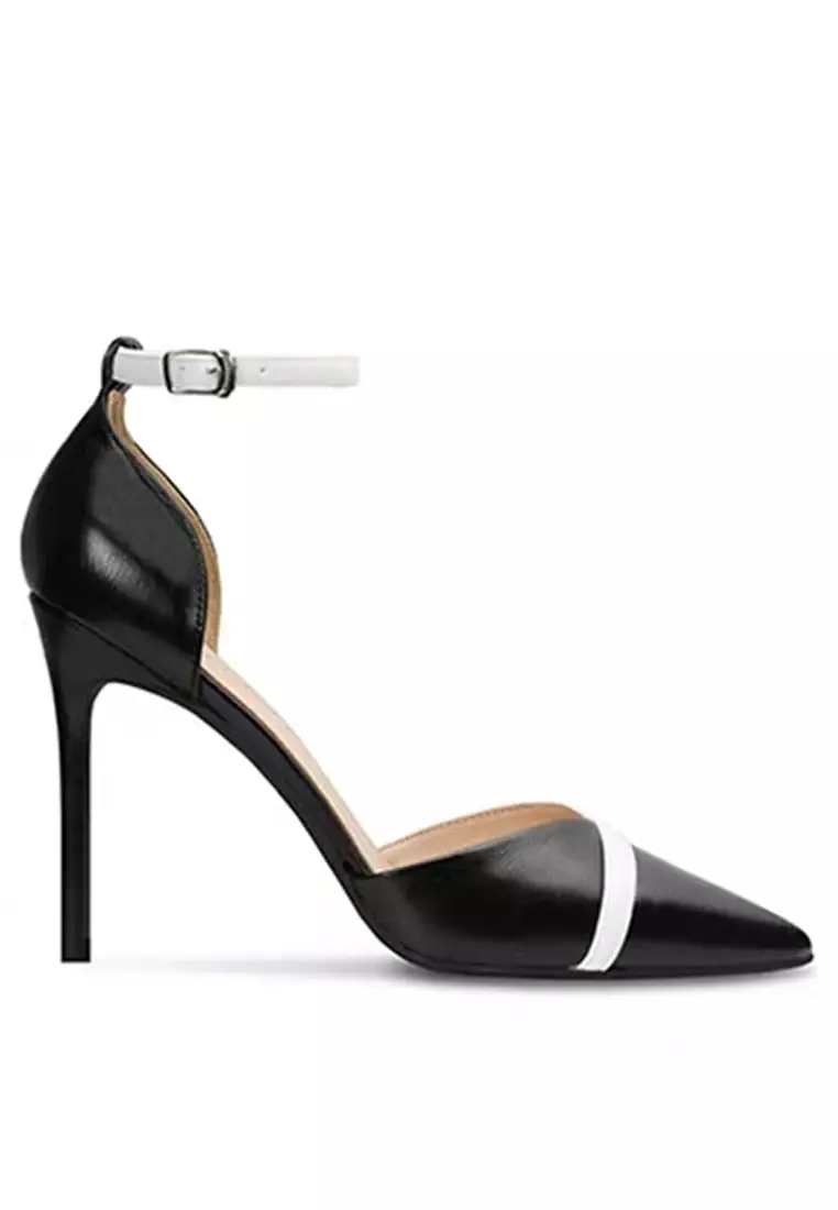 White shoes clearance with black strap