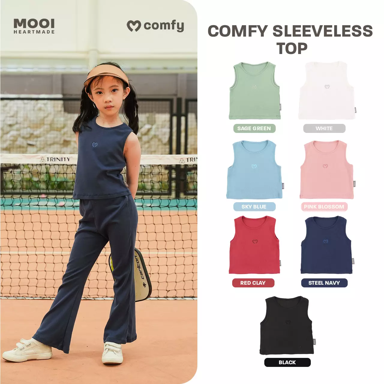 Mooi Atasan Anak Perempuan Comfy Sleeveless Top - Sky Blue