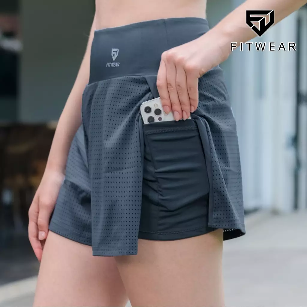 Fitwear Celana Pendek Olahraga Wanita MANON PORED BREATHABLE - INDIGO BLUE