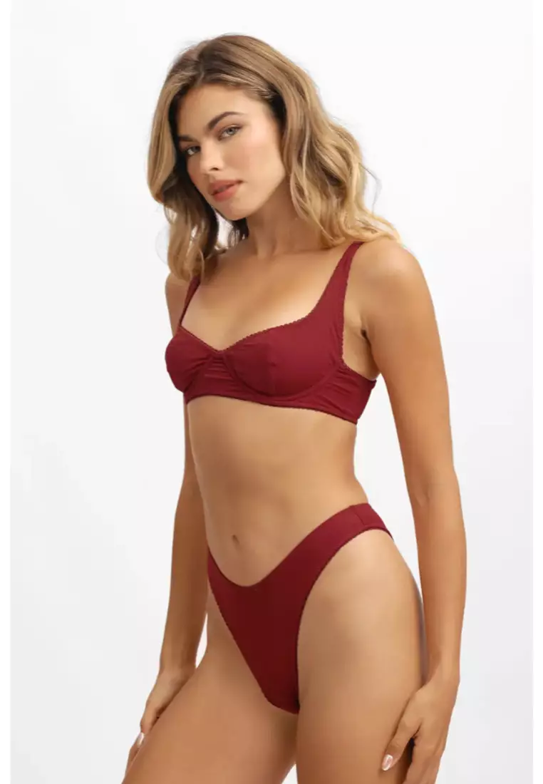 Elena Underwire Bikini Top / Cherry Wine Pointelle
