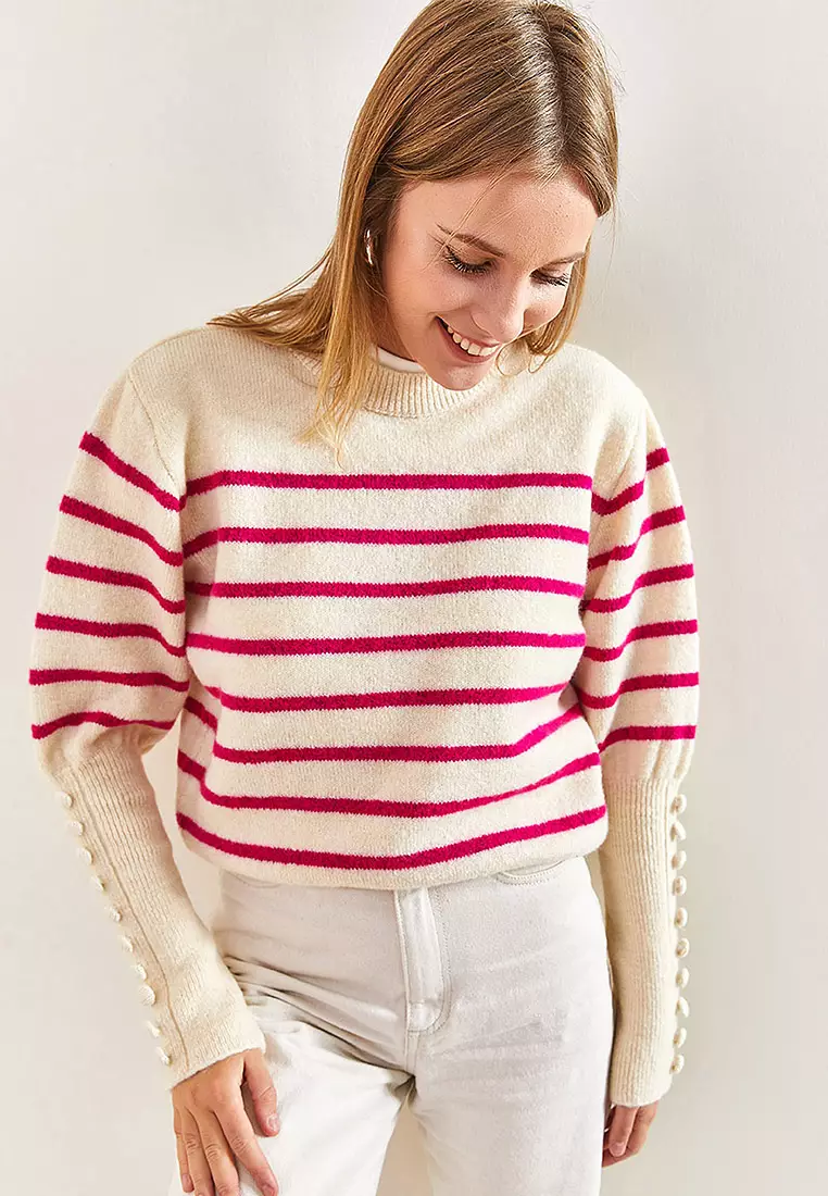 Striped Knitwear Sweater with Cufflinks