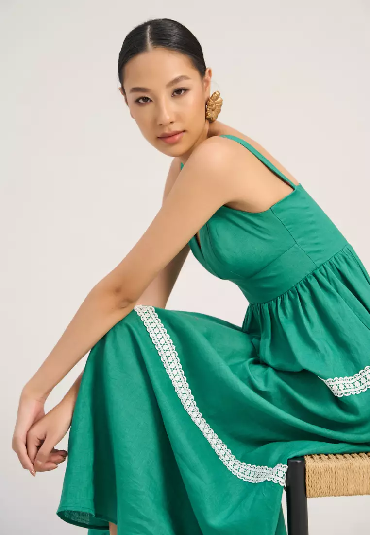 Buy F2 - Fashion and Freedom Green Linen Maxi Dress 2026 Online | ZALORA  Philippines