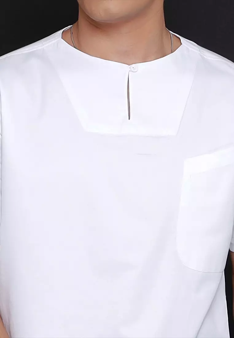 Casella Baju Koko Kurta Lengan Pendek | Casella Muslim Daily Wear 3003 White