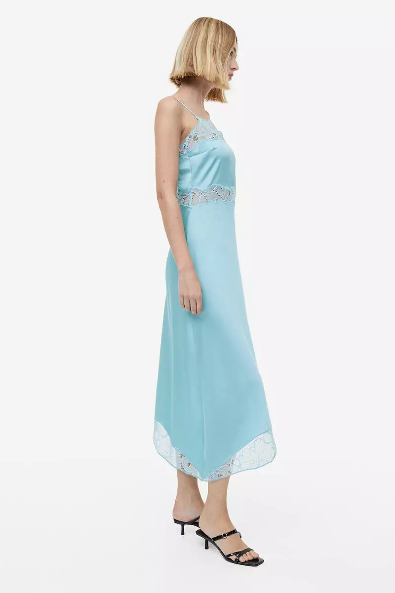 Lace-trimmed slip dress