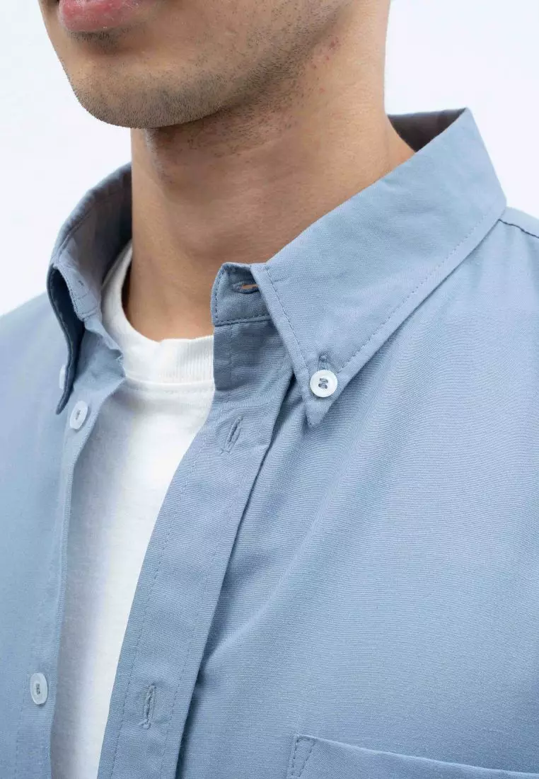 Houseofcuff Kemeja Oversize Jumbo Lengan Pendek Pria Unisex Abu Abu