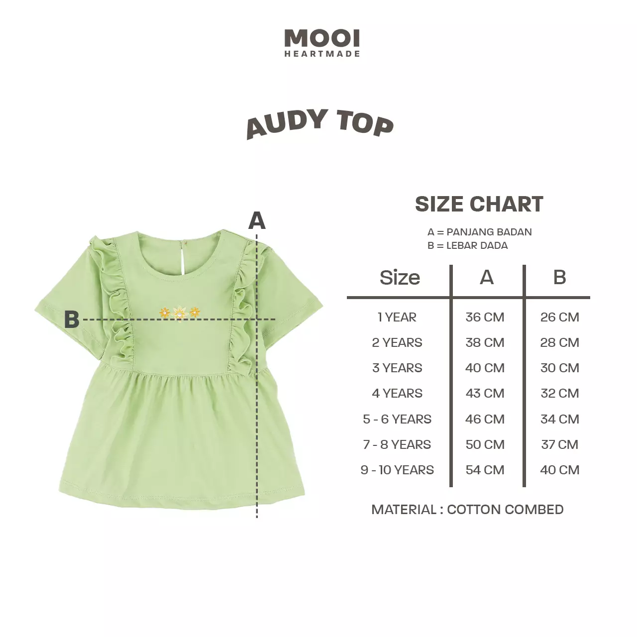 Mooi Atasan Anak Perempuan Audy Top - Light Blue