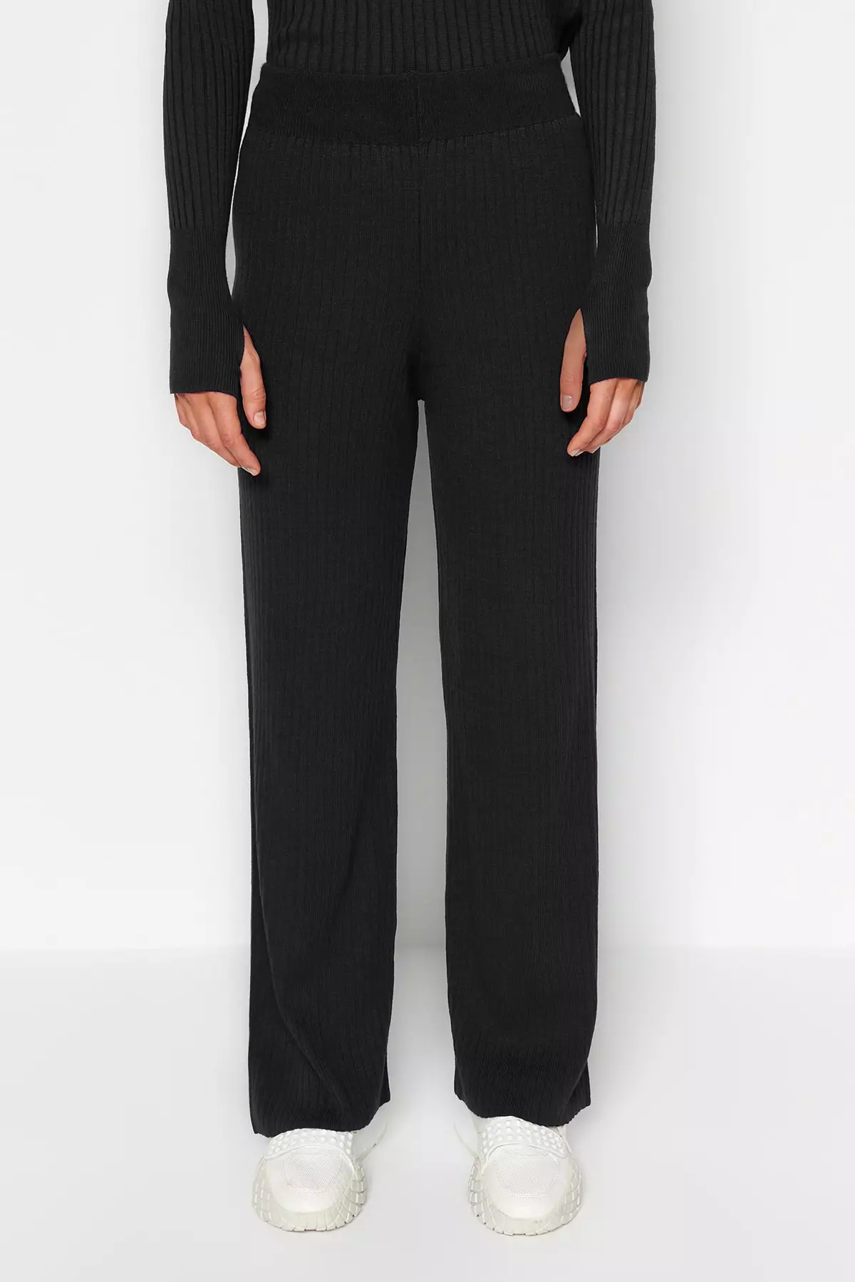 Anthracite Stone Basic Finger Detailed Knitwear Bottom-Top Set Twoaw24Au32