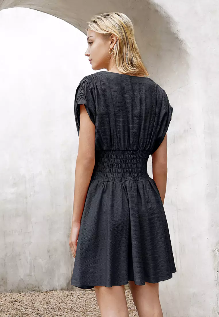 Smocked Waist Gathered Detail Dress