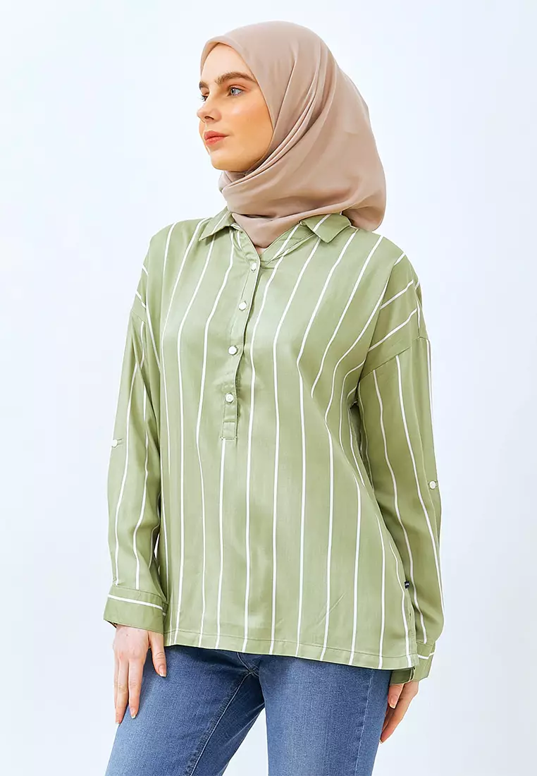 Flamoush Jezera Green Kemeja Casual Wanita