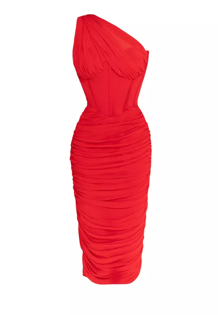 Sasha Asymmetric Corset Midi Dress