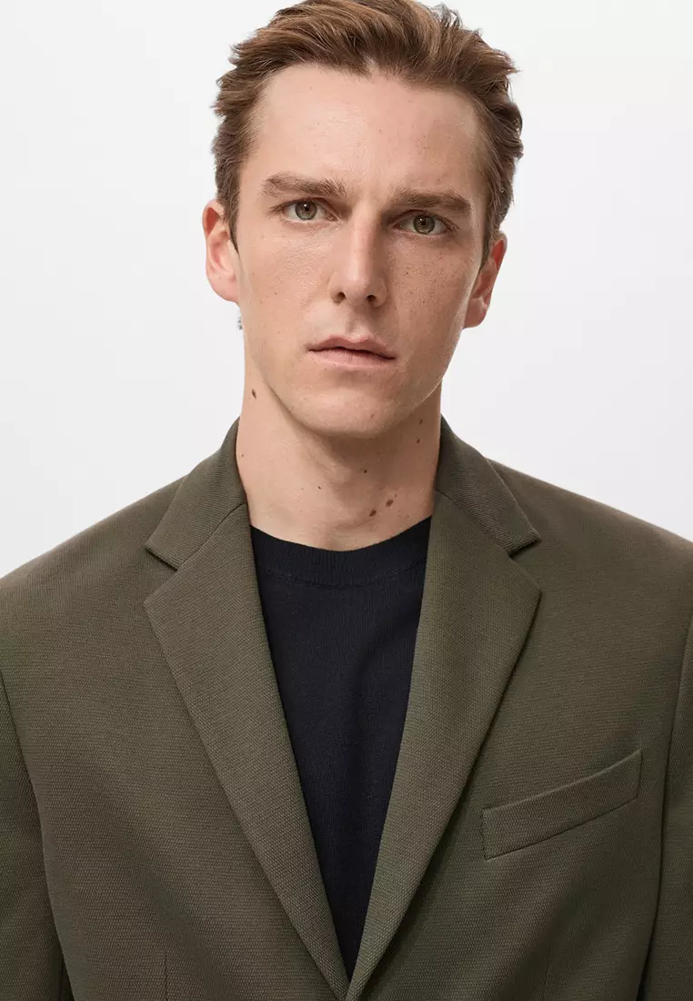 Structured Slim Fit Cotton Blazer