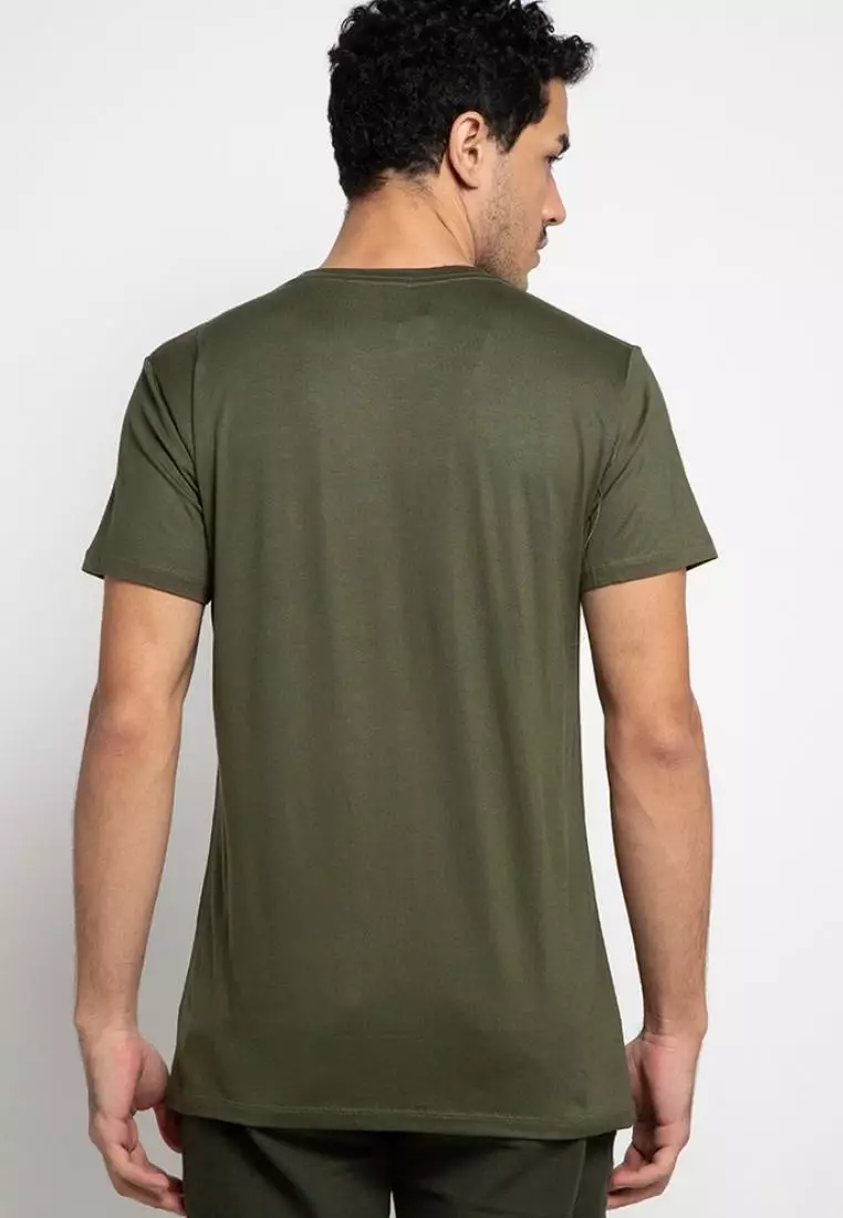 MTE41F Kaos Pria simple jepang big thdy waist ga T-shirt Olive