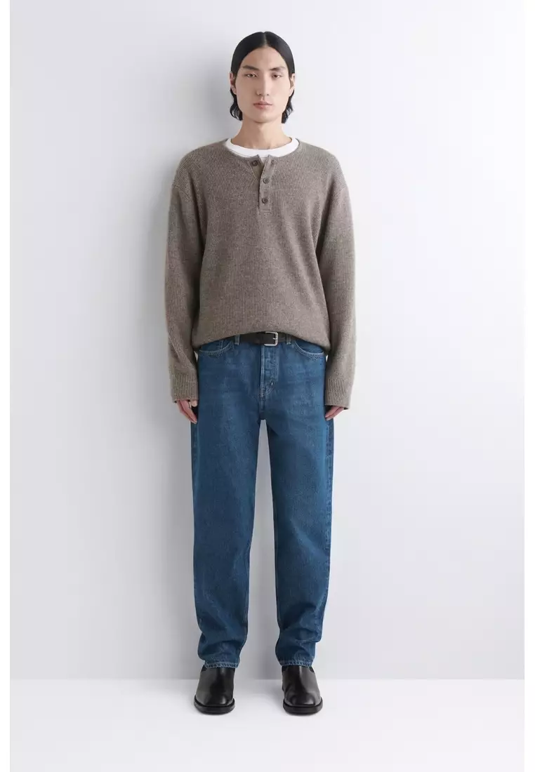 KNITTED MERINO-YAK HENLEY TOP