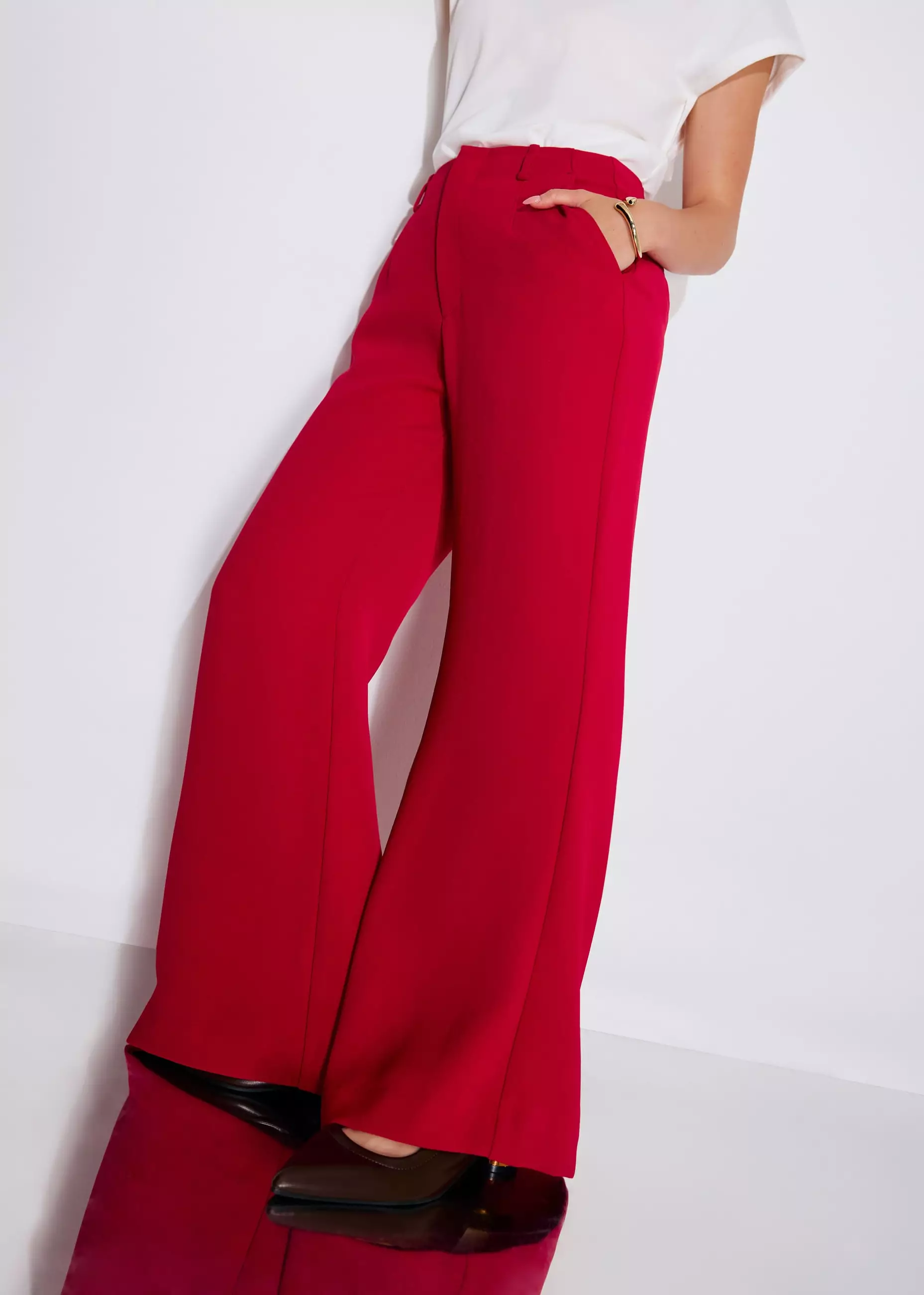 Celana Panjang Wanita - PETITE Leggy™ Pvara Crepe Kick Flare Pants