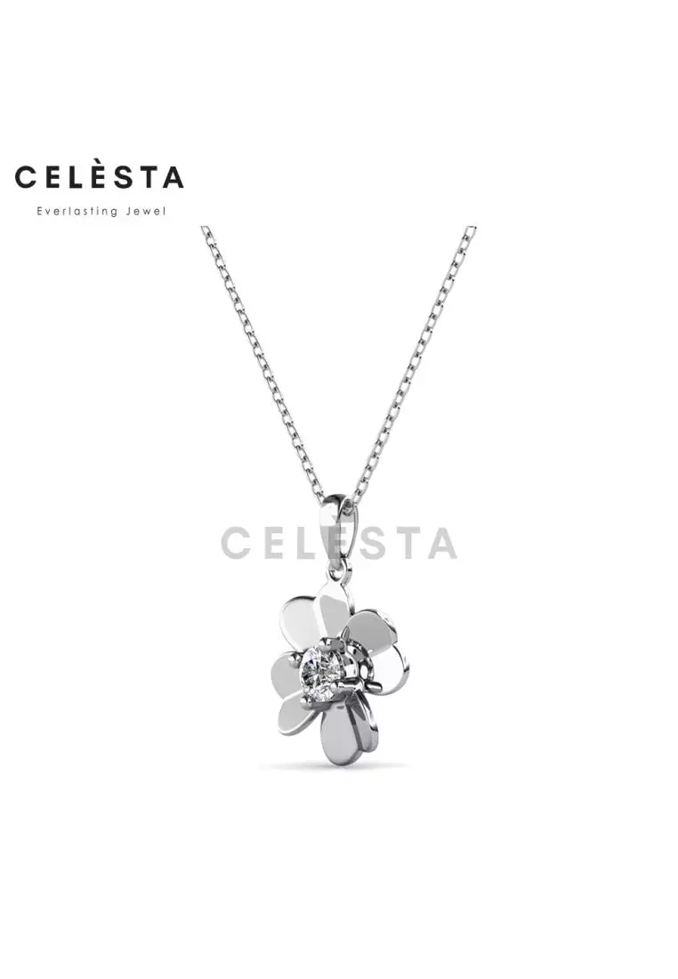 Berlian Moissanite Mon Clover Pendant [GRA CERTIFICATE MOISSANITE DIAMOND] - Kalung Moissanite Diamond 0,5 CT 925 Silver Celesta by Her Jewellery